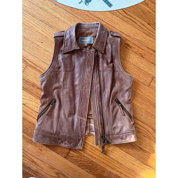Johnston & Murphy 100% Brown Leather Motorcycle Vest Womens Small - Picture 1 of 5